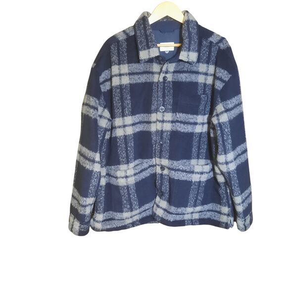 American Eagle Mens Blue Plaid Patch Pocket Shirt Jacket Size XL - Picture 1 of 7